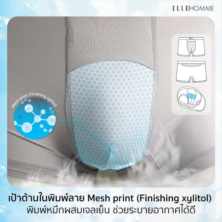 ELLE HOMME COOL COLLAGEN | แพ็ค 1 ชิ้น กางเกงในทรง TRUNK นวัตกรรมใหม่ COLLAGEN นุ่มเนียน สบายผิว | KUT8002W3 ICCSHOPPING