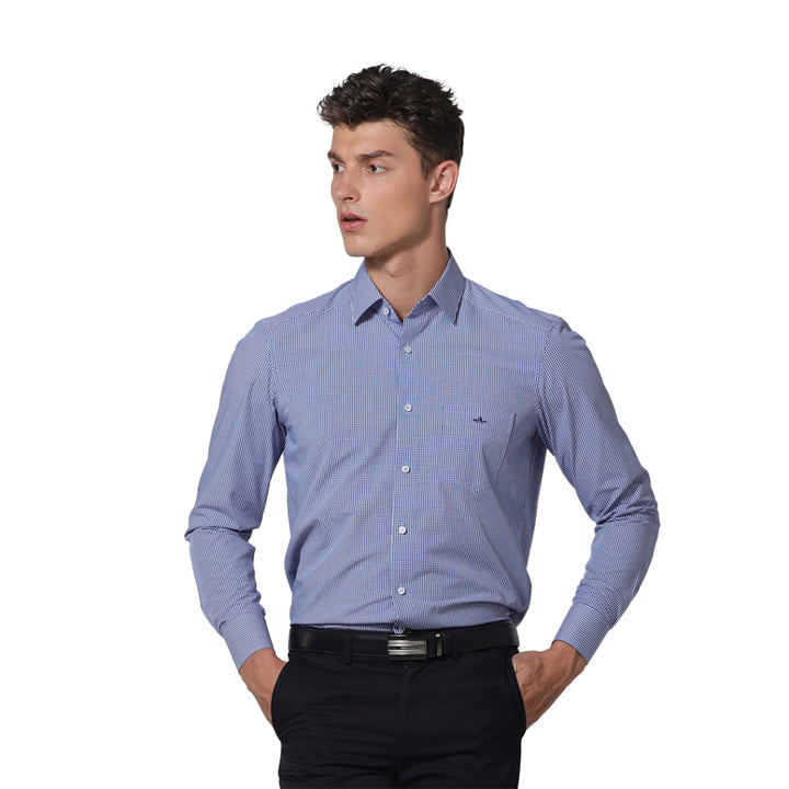 ARROW เสื้อเชิ้ต แขนยาว BAMBOO ลายตารางสีกรม ทรง Smart MACM211 