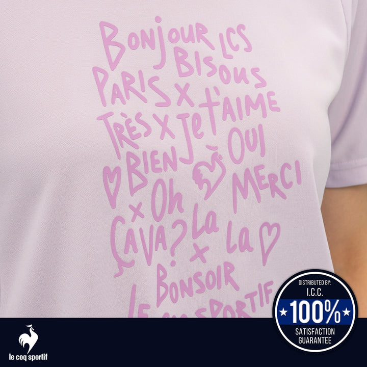 le coq sportif เสื้อเทรนนิ่ง ออกกำลังกาย ผู้หญิง สีม่วง (T-shirt, เสื้อยืด, เสื้อออกกำลังกาย, lecoq, เลอค็อก) 