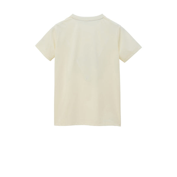 le coq sportif เสื้อเทรนนิ่ง ออกกำลังกาย ผู้หญิง สีครีม (T-shirt, เสื้อยืด, เสื้อออกกำลังกาย, lecoq, เลอค็อก) 