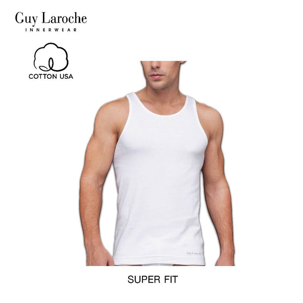 Guy Laroche เสื้อกล้ามปัก Guy Laroche ที่ชายเสื้อด้านซ้าย - สีขาว (JVE2407R6)