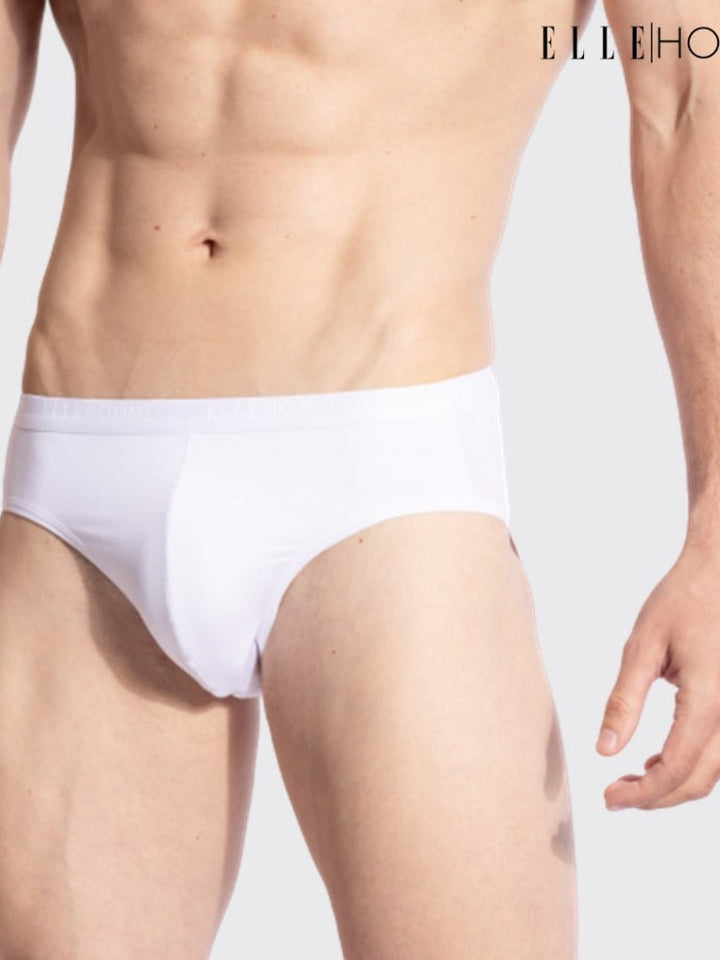 ELLE HOMME | แพ็ค 3 ชิ้น กางเกงในทรง Brief ขอบเล็ก ไม่รัดเอว ทอโลโก้ ELLE  | KUB7925 ICCSHOPPING