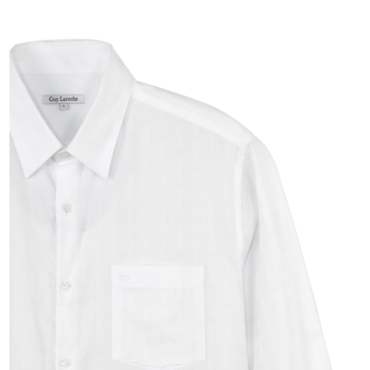 Guy Laroche เสื้อเชิ้ตแขนยาวใส่ทำงาน ทรง Slim fit เนื้อผ้าฝ้าย100% สีขาว 
