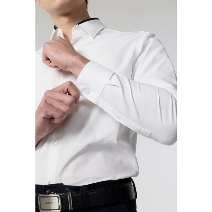 ARROW Wrinkle Free Shirt  - เสื้อเชิ้ตแขนยาว ปกต่อสีดำ  ทรง Smart สีขาว MACM826-WH ARROW