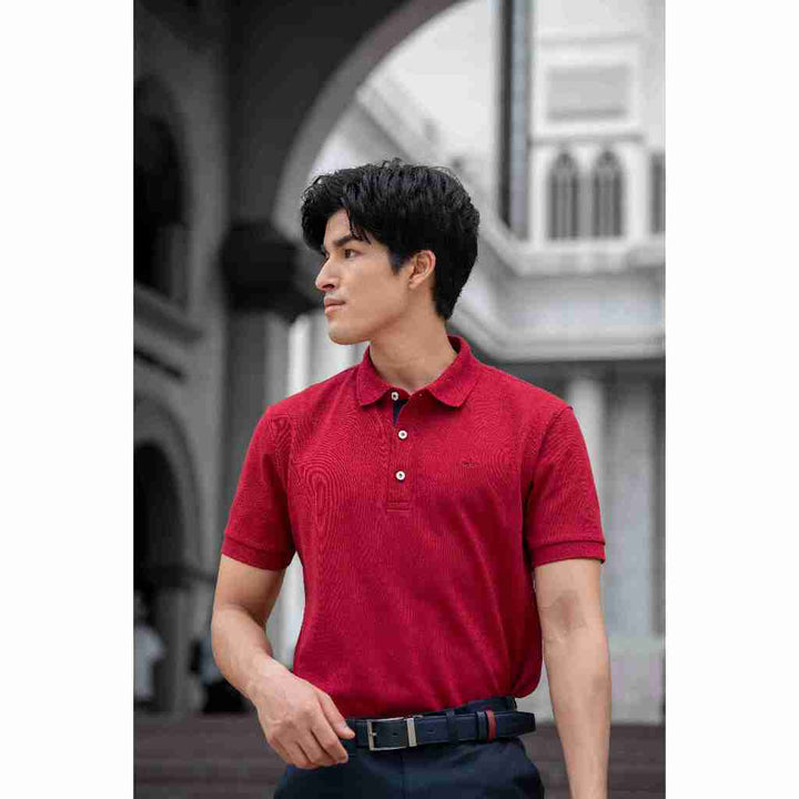 ARROW POLO เสื้อโปโลสีพื้น แขนสั้น ไม่มีกระเป๋า ทรง SMART สีแดง MPCM872-MR ICCSHOPPING