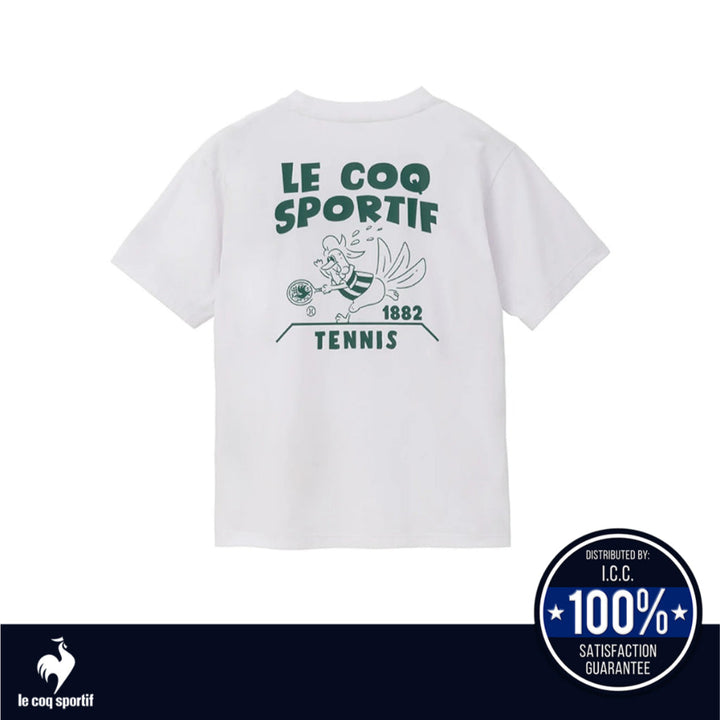le coq sportif เสื้อยืดแขนสั้นลายกราฟิก ผู้ชาย สีขาว (แขนสั้น,ซับเหงื่อ,ออกกำลังกาย, sport,T-shirt) ICCSHOPPING