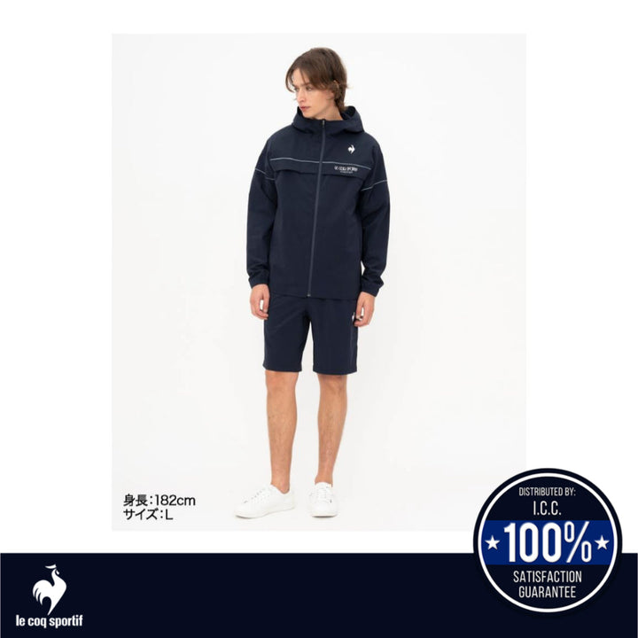 le coq sportif กางเกงขาสั้นผ้ายืด สีกรม (กางเกงขาสั้น,กางเกงกีฬา,กันแดด,UVCUT, SOLOTEXPREMIUM,lecoq) ICCSHOPPING