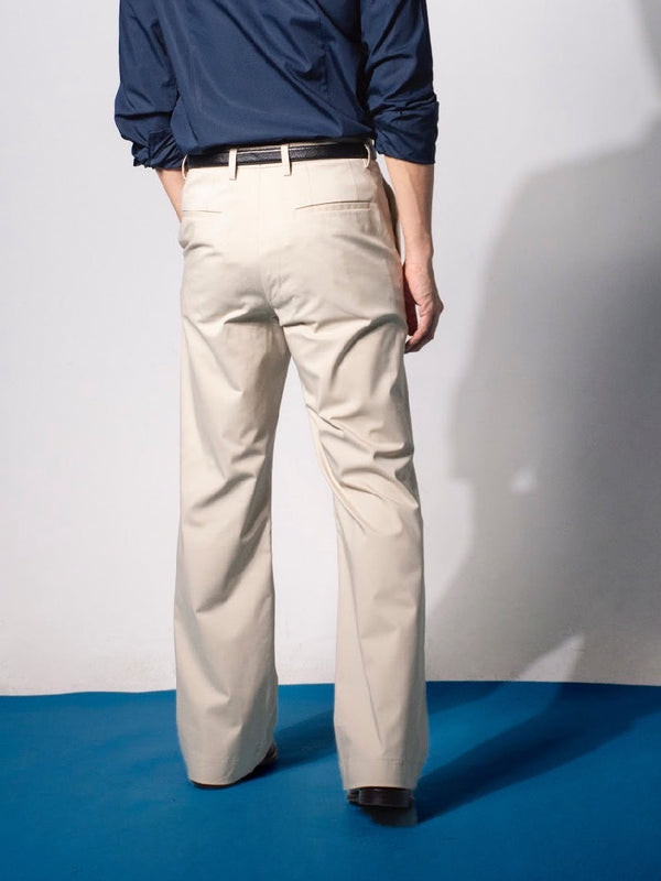 era-won กางเกงขายาว รุ่น Semi-flare ผ้า Premium grade cotton สี Soda beige-Draft ICCSHOPPING