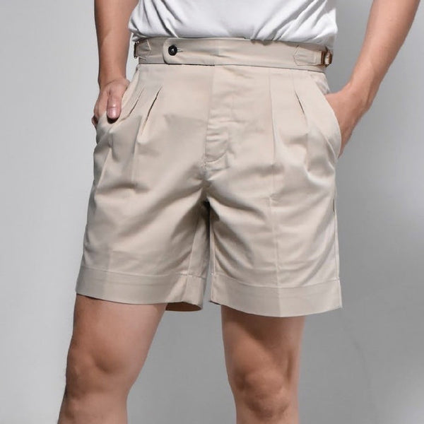 era-won กางเกงขาสั้น รุ่น Double belts Classic Shorts (V2) สี Beige seven-Draft