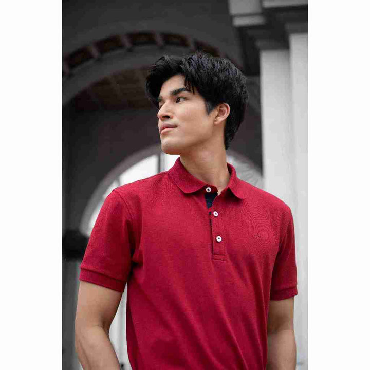 ARROW POLO เสื้อโปโลสีพื้น แขนสั้น ไม่มีกระเป๋า ทรง SMART สีแดง MPCM872-MR ARROW