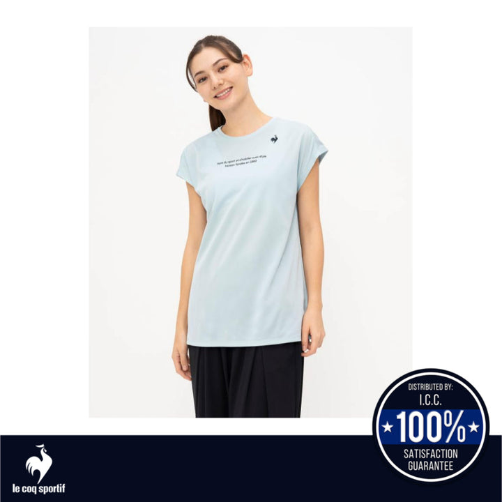 le coq sportif เสื้อยืดแขนฝรั่งเศสลดคราบเหงื่อสำหรับผู้หญิง สีฟ้า (เสื้อแขนสั้น,เสื้อยืด,กีฬา,โยคะ) ICCSHOPPING