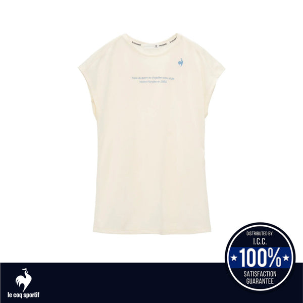 le coq sportif เสื้อยืดแขนฝรั่งเศสลดคราบเหงื่อสำหรับผู้หญิง สีขาว (เสื้อแขนสั้น,เสื้อยืด,กีฬา,โยคะ) ICCSHOPPING
