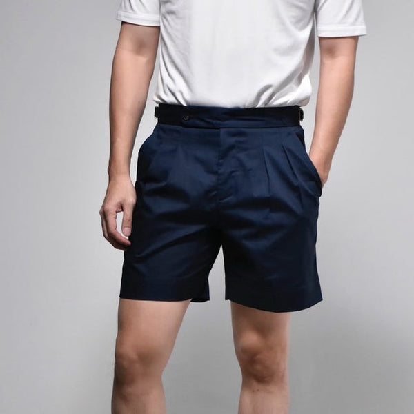 era-won กางเกงขาสั้น รุ่น Double belts Classic Shorts (V2) สี Navy Blue seven-Draft