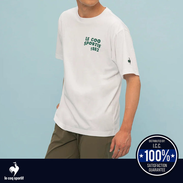 le coq sportif เสื้อยืดแขนสั้นลายกราฟิก ผู้ชาย สีขาว (แขนสั้น,ซับเหงื่อ,ออกกำลังกาย, sport,T-shirt) ICCSHOPPING