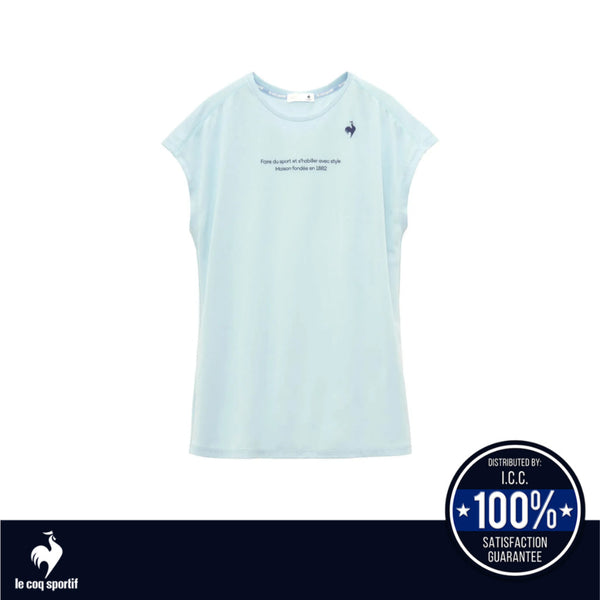 le coq sportif เสื้อยืดแขนฝรั่งเศสลดคราบเหงื่อสำหรับผู้หญิง สีฟ้า (เสื้อแขนสั้น,เสื้อยืด,กีฬา,โยคะ) ICCSHOPPING