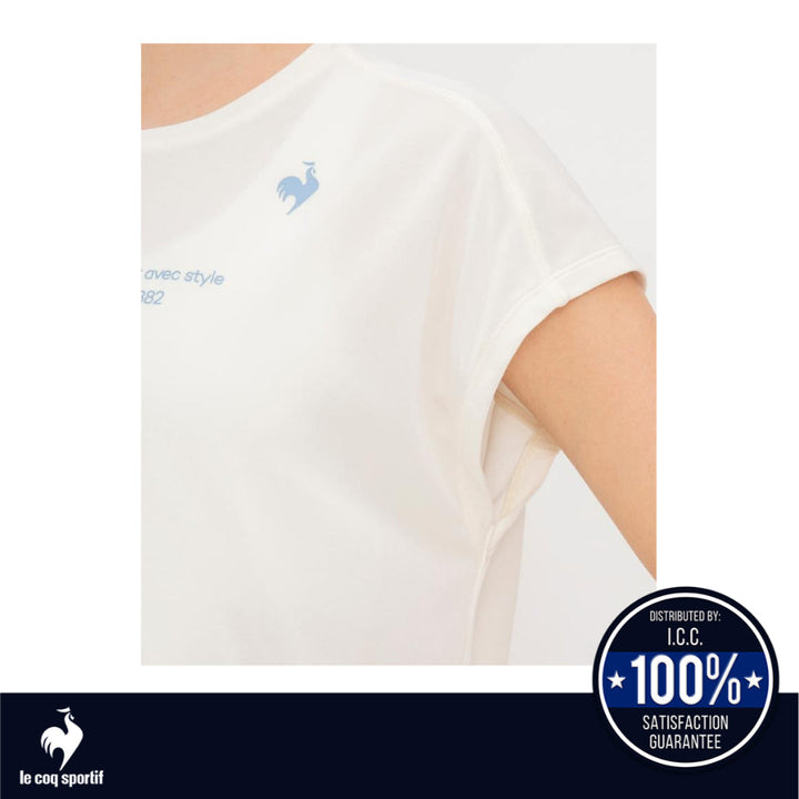 le coq sportif เสื้อยืดแขนฝรั่งเศสลดคราบเหงื่อสำหรับผู้หญิง สีขาว (เสื้อแขนสั้น,เสื้อยืด,กีฬา,โยคะ) ICCSHOPPING