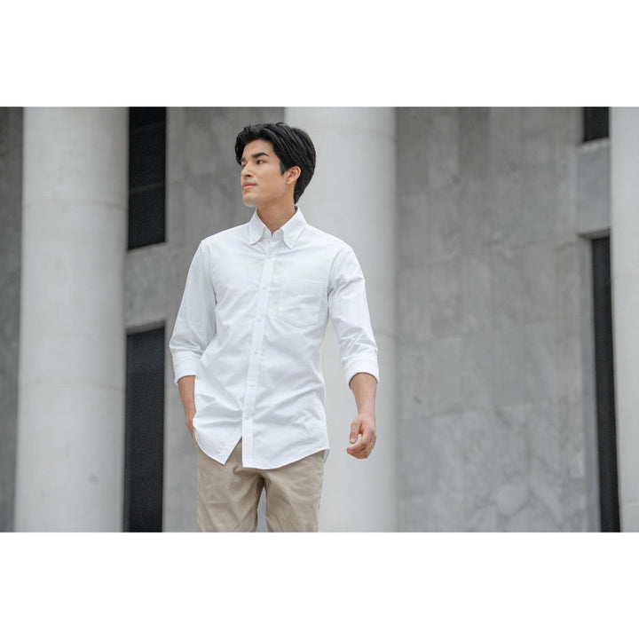 ARROW OXFOED Shirt  - เสื้อเชิ้ตแขนยาว Sport  ทรง Smart สีขาว MACM827-WH ICCSHOPPING