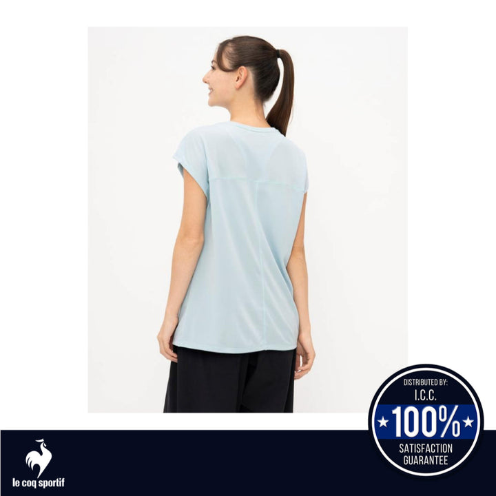 le coq sportif เสื้อยืดแขนฝรั่งเศสลดคราบเหงื่อสำหรับผู้หญิง สีฟ้า (เสื้อแขนสั้น,เสื้อยืด,กีฬา,โยคะ) ICCSHOPPING