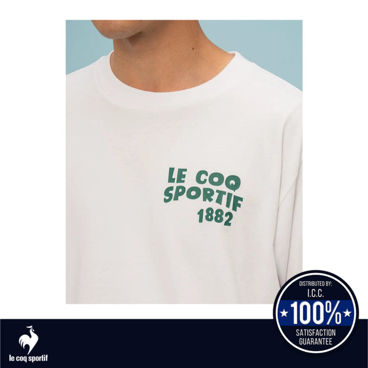 le coq sportif เสื้อยืดแขนสั้นลายกราฟิก ผู้ชาย สีขาว (แขนสั้น,ซับเหงื่อ,ออกกำลังกาย, sport,T-shirt) ICCSHOPPING