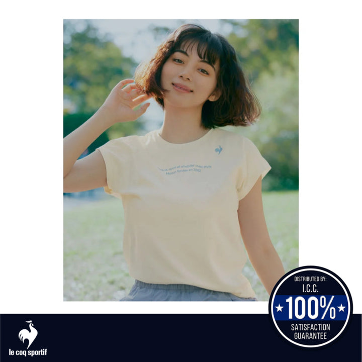le coq sportif เสื้อยืดแขนฝรั่งเศสลดคราบเหงื่อสำหรับผู้หญิง สีขาว (เสื้อแขนสั้น,เสื้อยืด,กีฬา,โยคะ) ICCSHOPPING