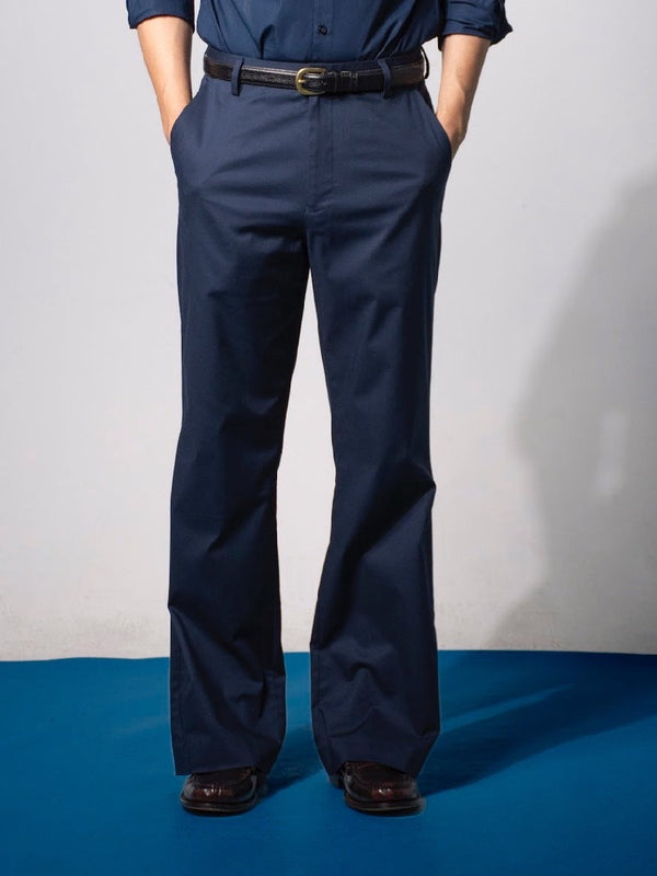 era-won กางเกงขายาว รุ่น Semi-flare ผ้า Premium grade cotton สี Navy shark-Draft