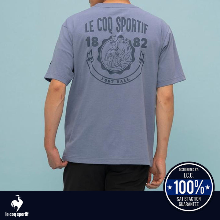 le coq sportif เสื้อยืดแขนสั้นลายกราฟิก ผู้ชาย สีฟ้า (แขนสั้น,ซับเหงื่อ,ออกกำลังกาย, sport,T-shirt) ICCSHOPPING