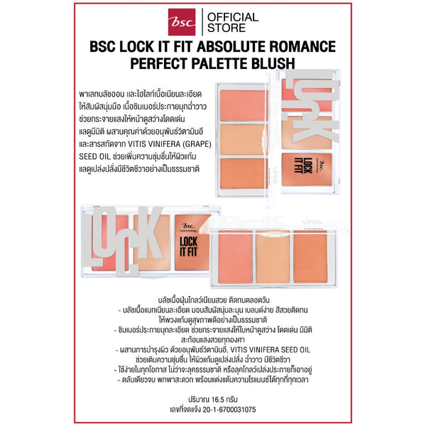 BSC LOCK IT FIT ABSOLUTE ROMANCE PERFECT BLUSH PALETTE ให้พวงแก้มแลดูสดใสสุขภาพดีอย่างเป็นธรรมชาติ ICCSHOPPING