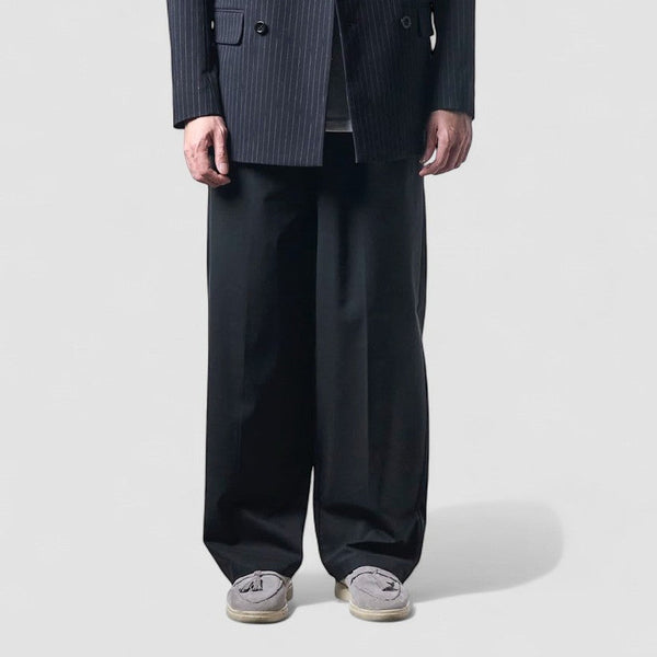 era-won กางเกงทรงหลวม รุ่น Baggy loose University สี Black-Draft