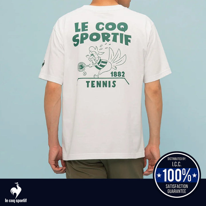 le coq sportif เสื้อยืดแขนสั้นลายกราฟิก ผู้ชาย สีขาว (แขนสั้น,ซับเหงื่อ,ออกกำลังกาย, sport,T-shirt) ICCSHOPPING
