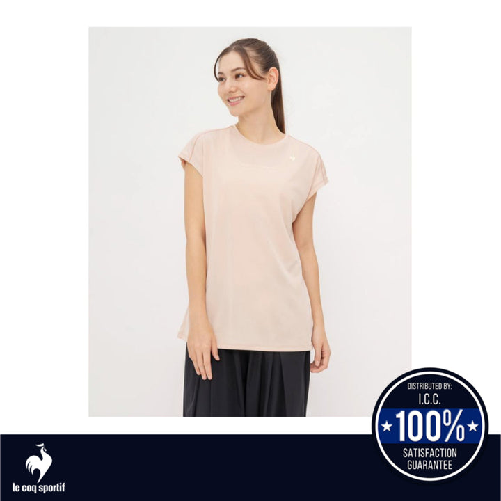 le coq sportif เสื้อยืดแขนฝรั่งเศสลดคราบเหงื่อสำหรับผู้หญิง สีชมพู (เสื้อแขนสั้น,เสื้อยืด,กีฬา,โยคะ) ICCSHOPPING