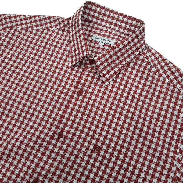 Guy Laroche เสื้อเชิ้ตลำลองแขนสั้นทรง SLIM FIT Cotton ผ้าทอลายในตัว 