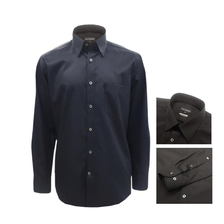 Guy Laroche เสื้อเชิ้ตทำงานแขนยาวทรง REGULAR FIT เนื้อผ้า100% Cotton สีดำ 
