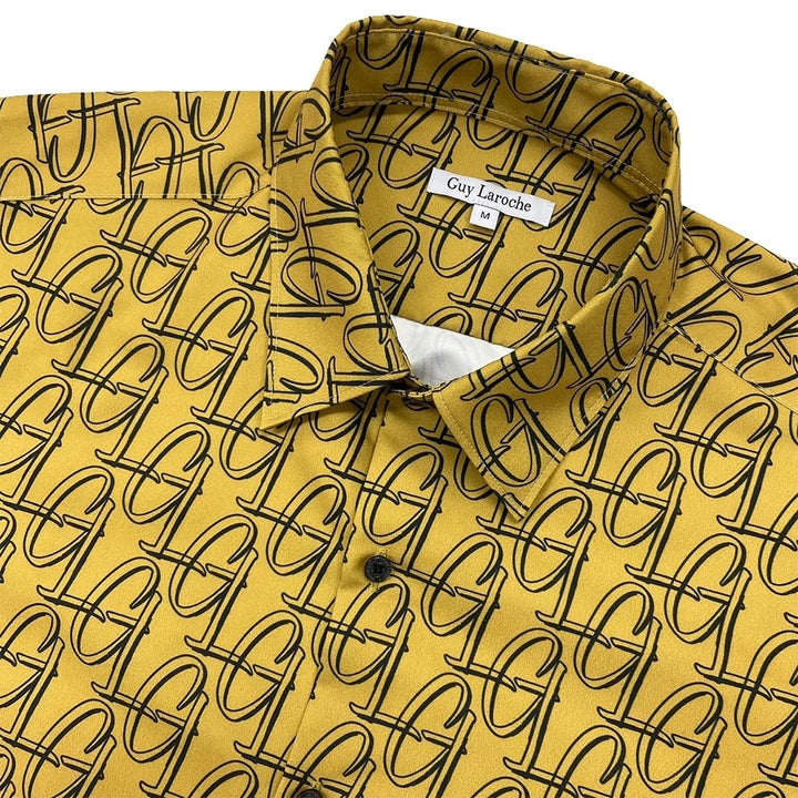Guy Laroche เสื้อเชิ้ตทำงานแขนยาวทรง SLIM FIT ผ้าพิมพ์ลาย 100% Cotton 