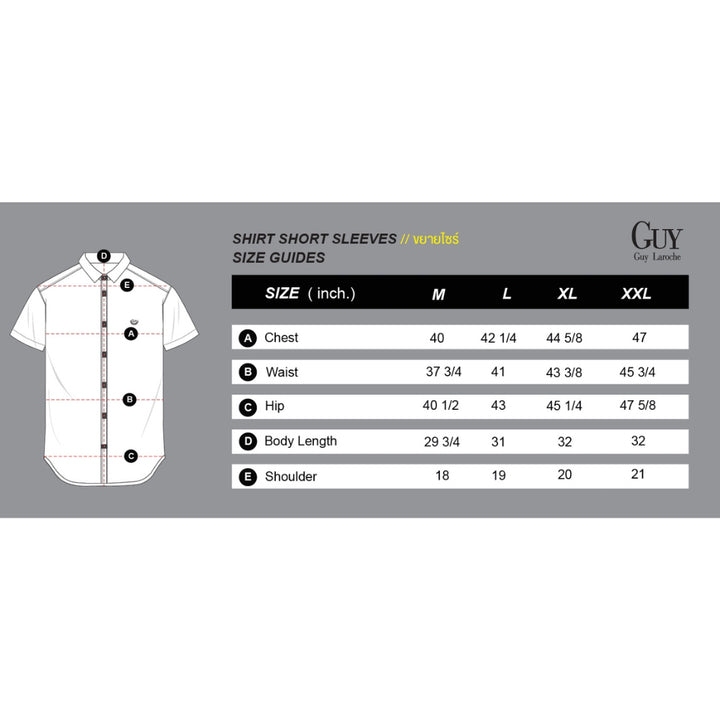 Guy Laroche เสื้อเชิ้ตลำลองแขนสั้นทรง SLIM FIT ผ้า 100% Cotton สีน้ำตาล 