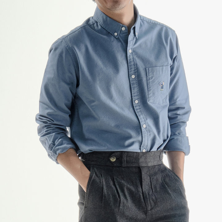 era-won เสื้อเชิ้ต ทรงปกติ Oxford Shirt collection “ART TOY" แขนยาว คอปก สี Stone 