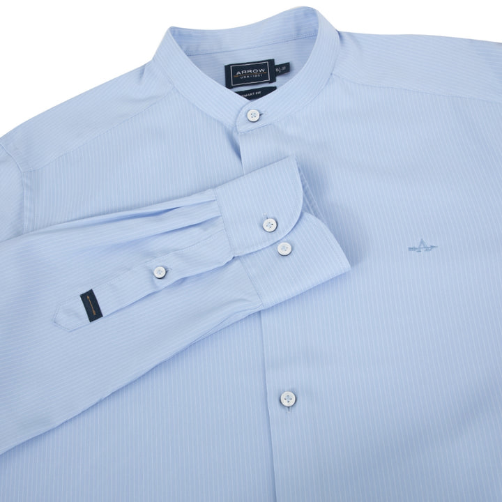 ARROW PROFREX SHIRT เบา สบาย ไม่ยับ แค่ลูบก็เรียบ - เสื้อเชิ้ต คอจีน แขนยาว ทรง SMART สีฟ้า MACM305 BU 