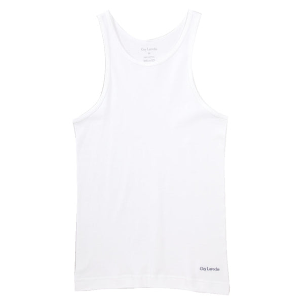 Guy Laroche เสื้อกล้ามปัก Guy Laroche ที่ชายเสื้อด้านซ้าย - สีขาว (JVE2407R6) ICCSHOPPING