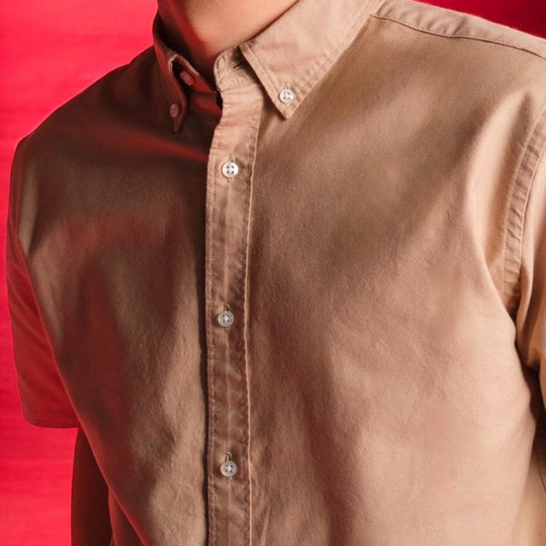 era-won เสื้อเชิ้ต รุ่น OXFORD SHORT-SLEEVED SHIRT สี BEIGE ICCSHOPPING
