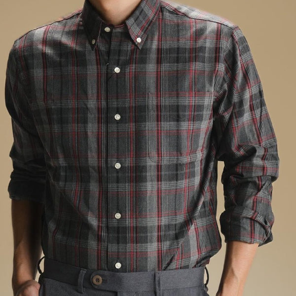 era-won Premium Quality เสื้อเชิ้ต คอปก Dress shirt Regular Shirt แขนยาว สี Audio Dark 