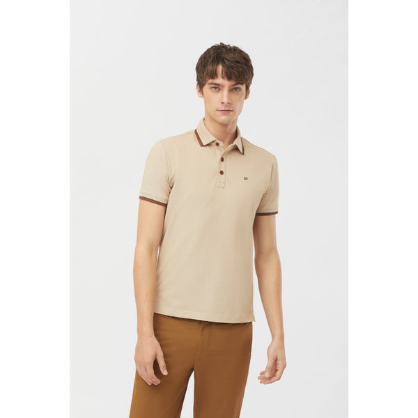 Guy Laroche เสื้อโปโลแขนสั้น สีพื้น ทรง EXTRA FIT รุ่น BKL6300A5BE - สีเบจ 