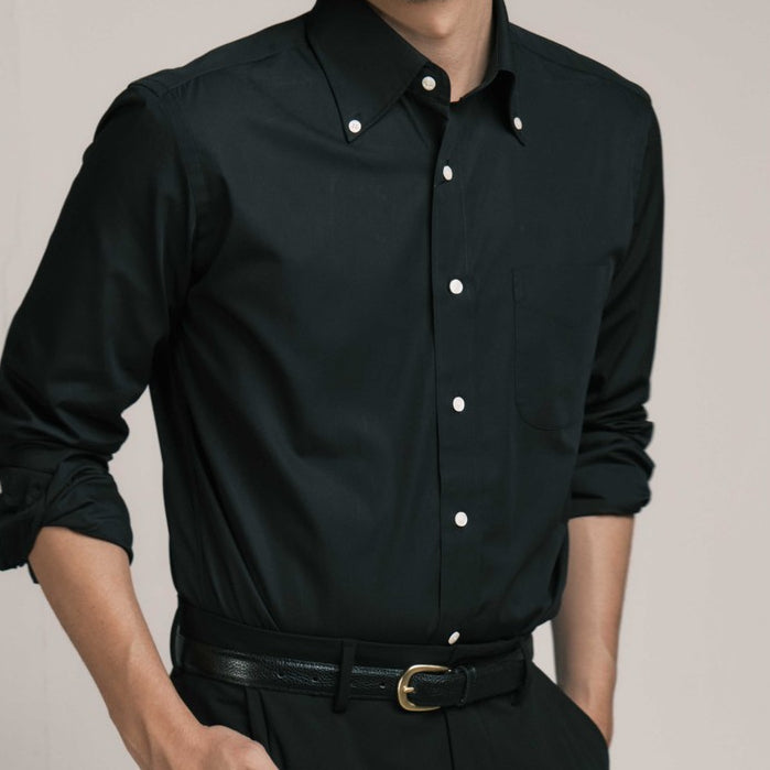 era-won ALTERNATIVE SHIRT - HIGHT ROLL BUTTON DOWN เสื้อเชิ้ตคอปก สี Black era-won