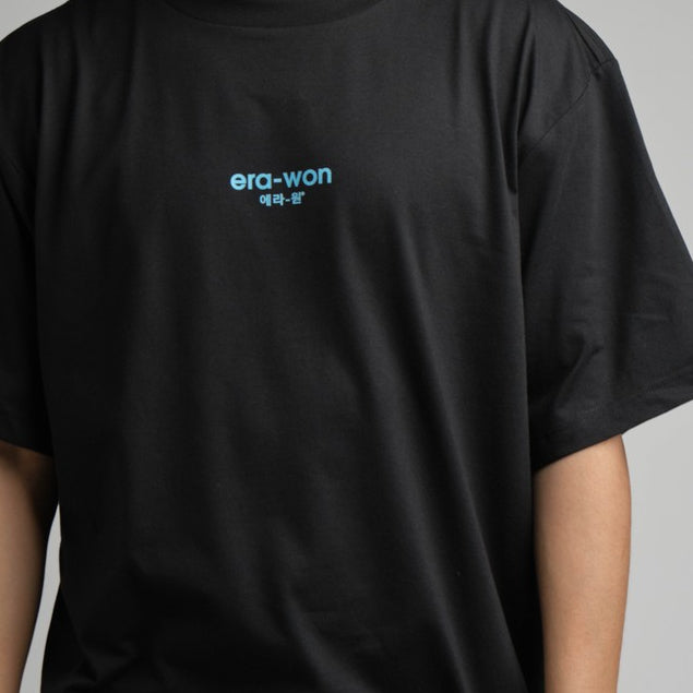 era-won เสื้อ T-Shirt Oversize Screen สี ดำสกรีนฟ้า era-won