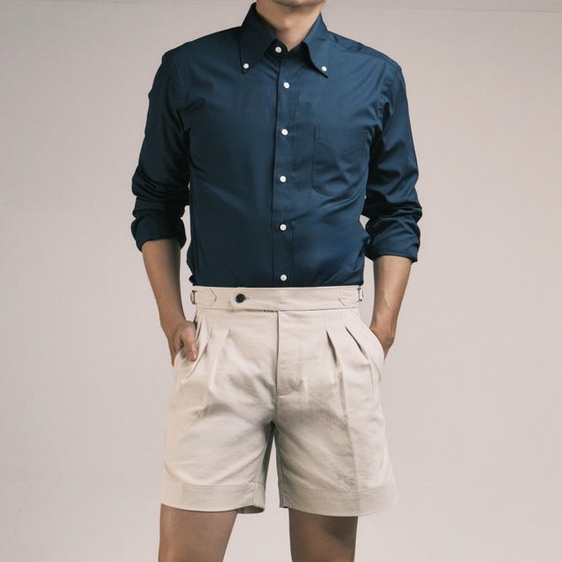 era-won เสื้อเชิ้ต ทรงปกติ Oxford Shirt แขนยาว คอจีน สี Navy ICCSHOPPING