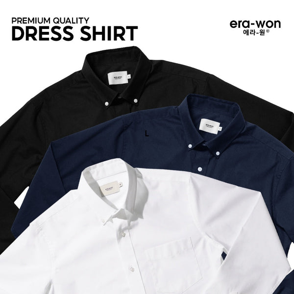 era-won เสื้อเชิ้ต ทรงปกติ Ultrafine Dresshirt แขนยาว 3 สี  (ขาว ดำ กรม) ICCSHOPPING