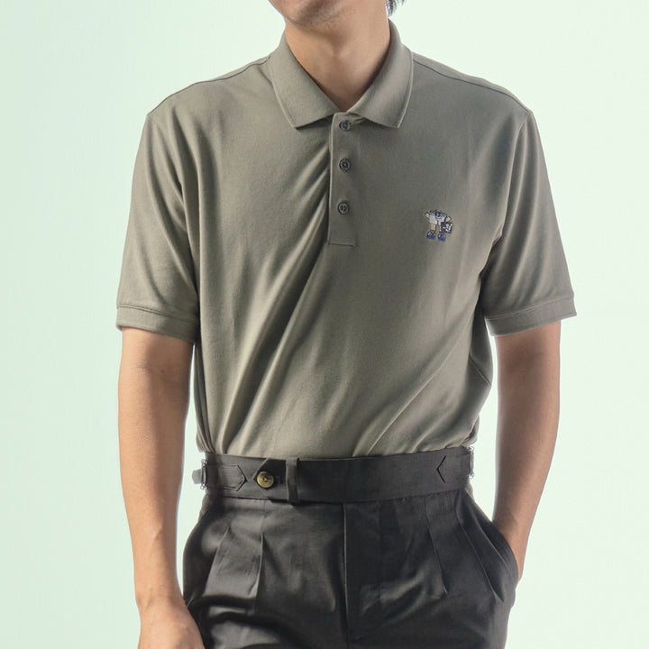 era-won เสื้อโปโลแขนสั้น ทรงสลิม Polo collection “ART TOY" สี Light Grey 