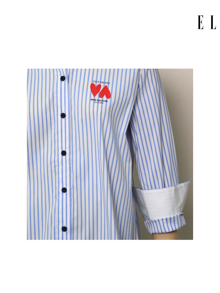 ELLE เสื้อเชิ๊ตผ้า COTTON/NYLON/SPANDEX ลายริ้ว แขนยาว ทรง BASIC รุ่น W3B337 ICCSHOPPING
