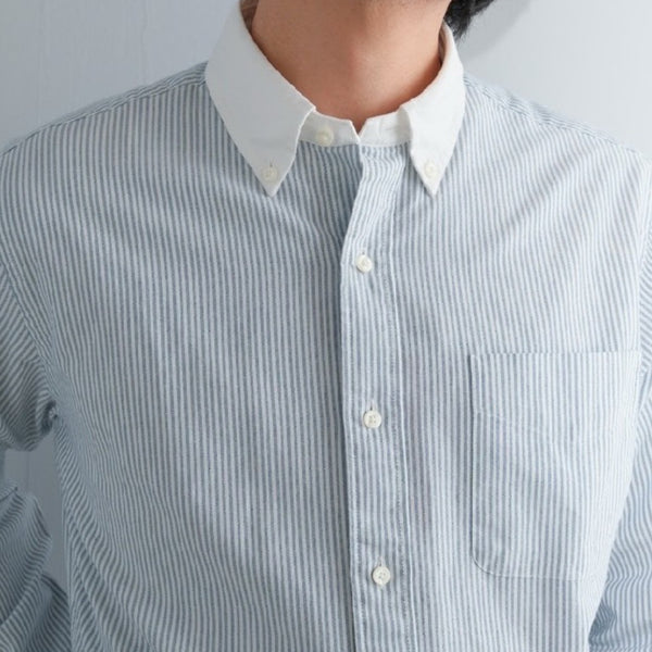 era-won เสื้อเชิ้ต รุ่น Oxford shirts ทรง Comfort fit  คอปกสีขาว สี Blue Rich 