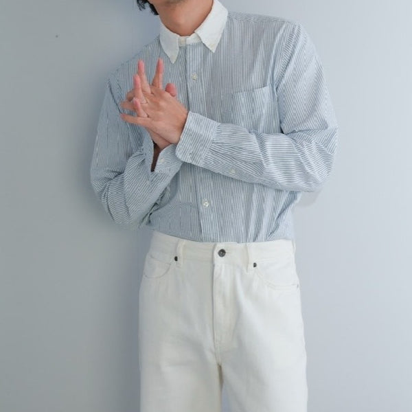 era-won เสื้อเชิ้ต รุ่น Oxford shirts ทรง Comfort fit  คอปกสีขาว สี Blue Rich 