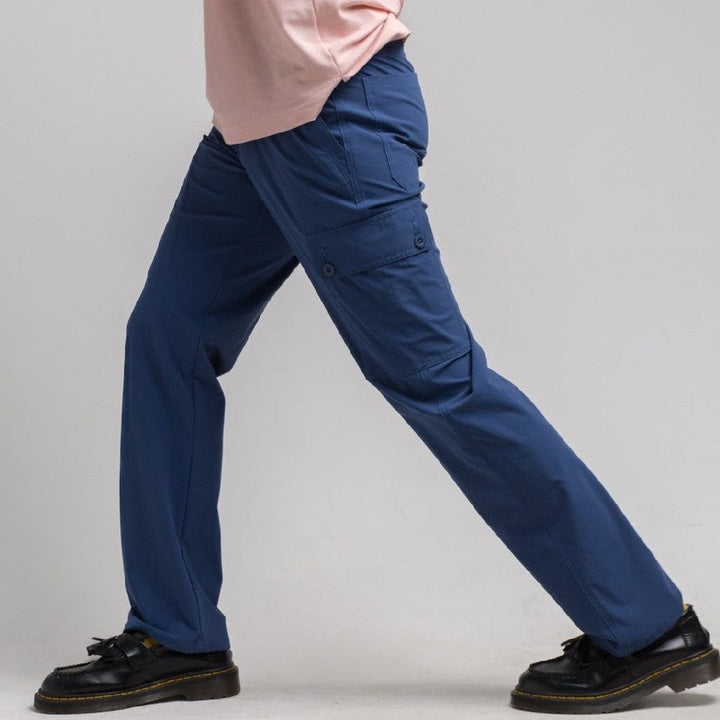 era-won Golf Fabric Cargo Pants มีกระเป๋าข้าง  ทรงกระบอกตรง สี Blue cargos ICCSHOPPING