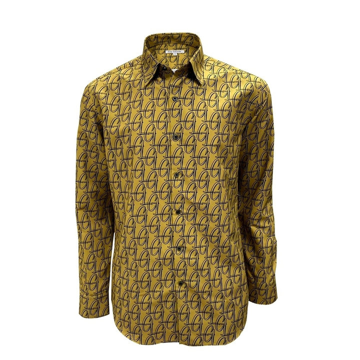 Guy Laroche เสื้อเชิ้ตทำงานแขนยาวทรง SLIM FIT ผ้าพิมพ์ลาย 100% Cotton 